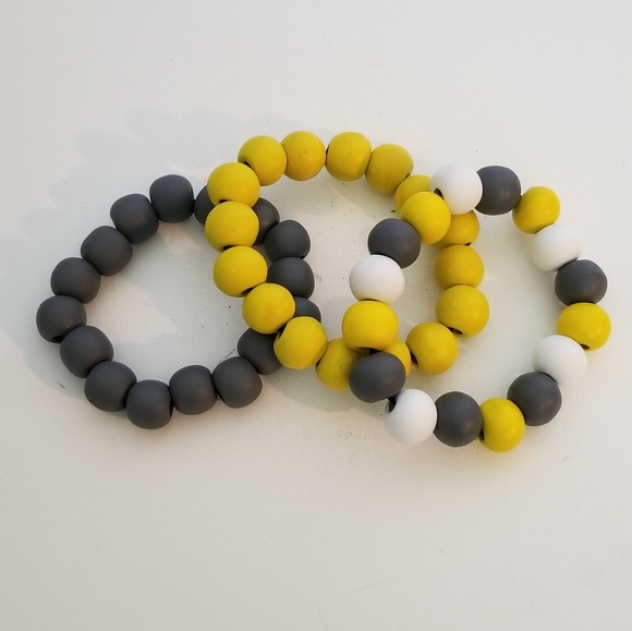 Gray sand Yellow Beaded Braclets - Picture 1 of 4